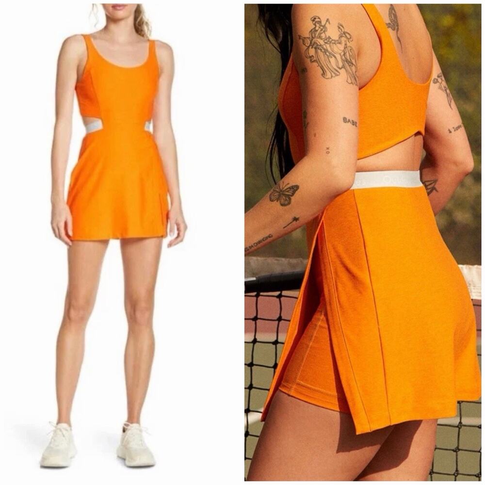 Outdoor Voices Court Cutout Tennis Dress in Clementime Size Small
